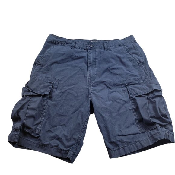Levis Cargo Shorts Mens 34 Multi Pocket Khaki Blue Ripstop - Picture 1 of 8